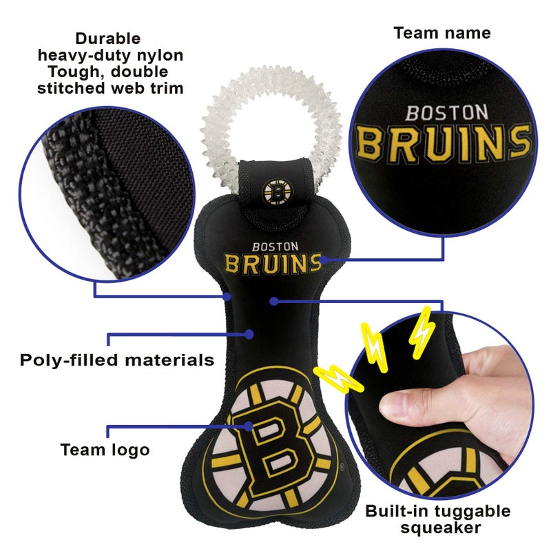 Pets First NHL Boston Bruins Dental Dog TUG Toy with Squeaker. Tough PET Toy for Healthy Fun, Teething & Cleaning Pet's Teeth & Gum., Team Color, one Size (BRU-3310) - Image 4